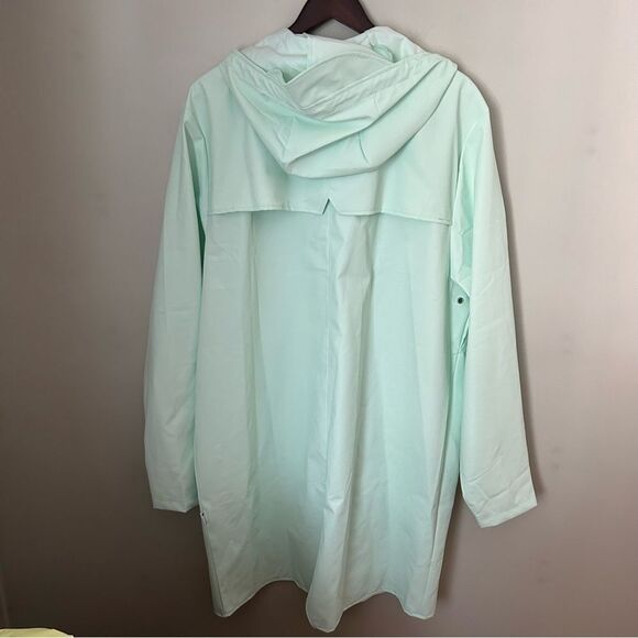 RAINS Jacket Long Mineral Green Casual Unisex Lightweight Hooded Neutral Pockets - Picture 8 of 16